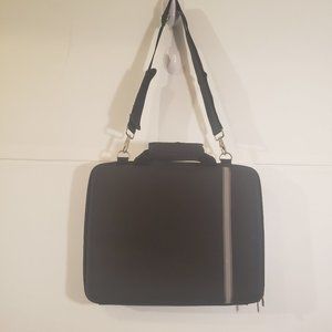 Hardshell laptop briefcase thin shoulder strap hook and loop secure safe storage